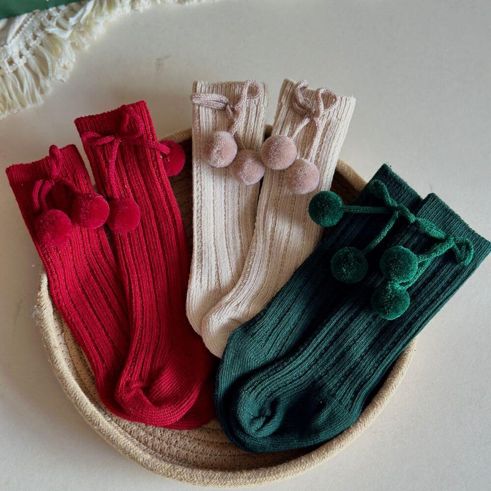 Xmas Pom Pom Socks